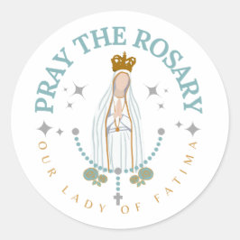 Bid de rozenkrans Fatima Ronde Sticker