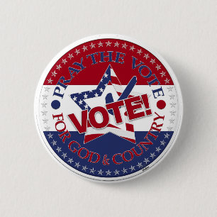 Bid de stem voor God en de stem voor het land! ste Ronde Button 5,7 Cm