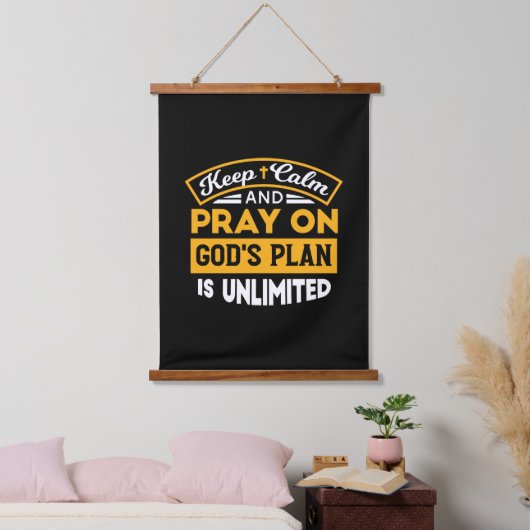 Bid en vertrouw op Gods onbegrensde geloofsplan Hangend Wandkleed (Slaapkamer)