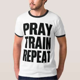 Bid Gebed Train Herhaal – Christelijke Fitness Mot T-shirt