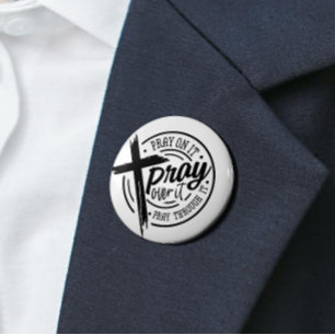 Bid op het Christelijke kruisbijbelvers Ronde Button 7,6 Cm