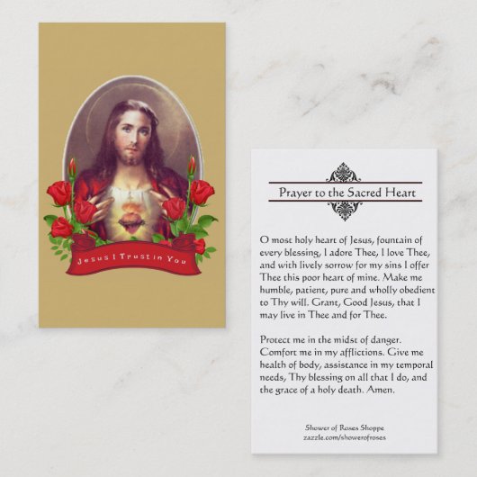 Bid tot het heilige hart van Jezus Heilige Kaart Visitekaartje (Voorkant / Achterkant)