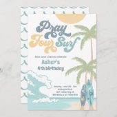 Bid Vier Surf Retro Surf Strand 4e Verjaardag Kaart (Voorkant / Achterkant)