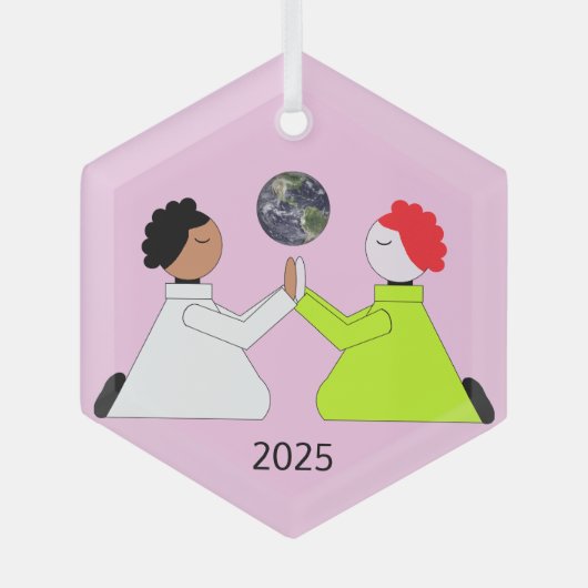 Bid voor de wereld: Lavendel Glas Ornament (Voorkant)