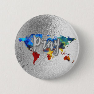 Bid voor de wereld ronde button 5,7 cm