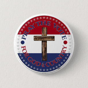 Bid voor God en land met kruis Ronde Button 5,7 Cm