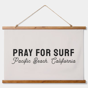 Bid voor Surf Aangepaste Stad Strand Naam Canvas Hangend Wandkleed