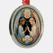 Bid voor vrede engelen metalen ornament (Rechts)