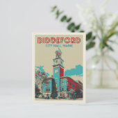 Biddeford Maine USA, stadhuis Briefkaart (Staand voorkant)