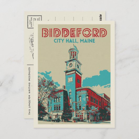 Biddeford Maine USA, stadhuis Briefkaart (Voorkant / Achterkant)