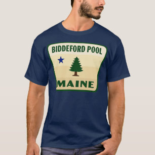 Biddeford Pool Maine Retro Pine Tree Badge Tan T-shirt