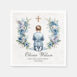 Bidden Boy Heilige Communie Papier Servet