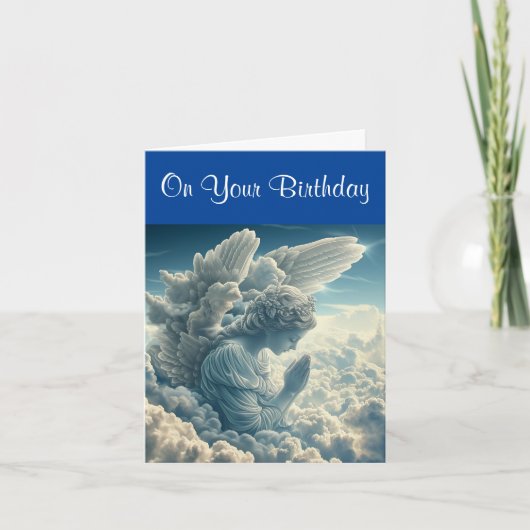 Bidden Cloud Angel Verjaardag Wenskaart Kaart (Voorkant)