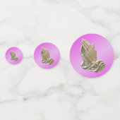 Bidden handen doop communie meisjes roze confetti (Achterkanten)