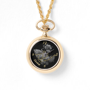 Bidden Handen met Roos en Doornen Horloge