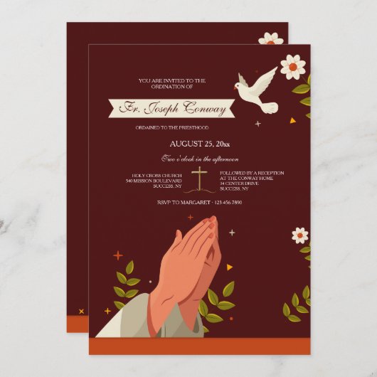 Bidden Handen Priesterschap Ordinatie Kaart (Voorkant / Achterkant)