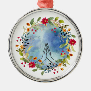 Bidden handen waterverf metalen ornament