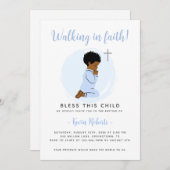 Bidden Jongen Doop Uitnodiging – Blauw (Voorkant / Achterkant)