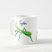 Bidden Mantis in Heldergroen gepersonaliseerd Koffiemok (Voorkant links)