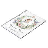 Bidden meisje witte duiven bloemeneerste communie notitieboek (Linkerzijde)
