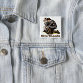 Bidden pelgrims vierkante button 5,1 cm (In situ)