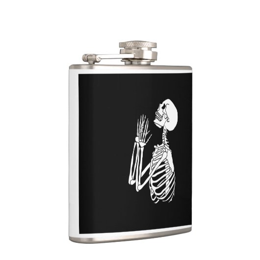 Bidden skelet op een fles heupfles (Rechts)