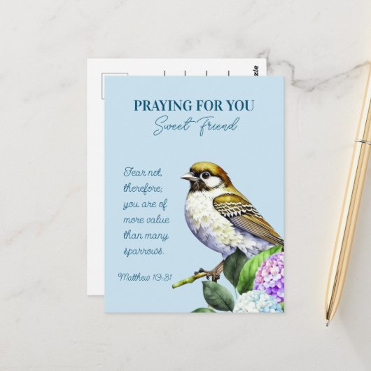 Bidden voor je lieve vriend briefkaart (Voorkant / Achterkant in situ)