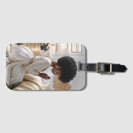 Bidden voor Moeder Goud en Wit Bagagelabel (Voorkant (horizontaal))