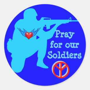 bidden voor onze soldaten stickers* ronde sticker