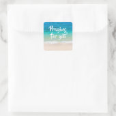 Biddende Blauwe Oceaankust Scène Vierkante Sticker (Tas)