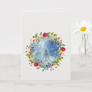 Biddende handen aquarel kaart