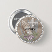 Biddende handen rozenkrans ronde button 5,7 cm (Voorkant /achterkant)
