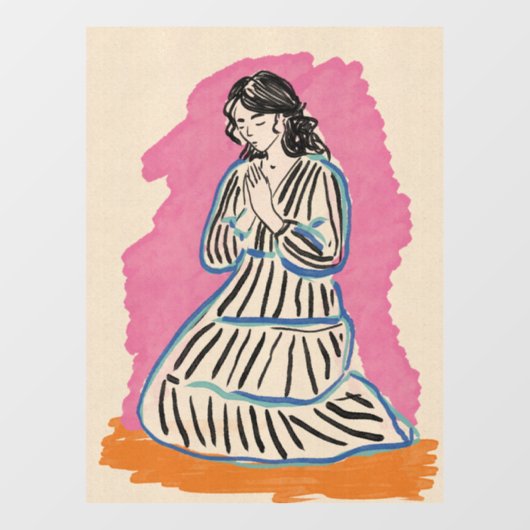 Biddende Vrouw Raamsticker (Vel)
