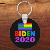 Biden 2020 Rainbow Gay Pride Sleutelhanger (Voorkant)