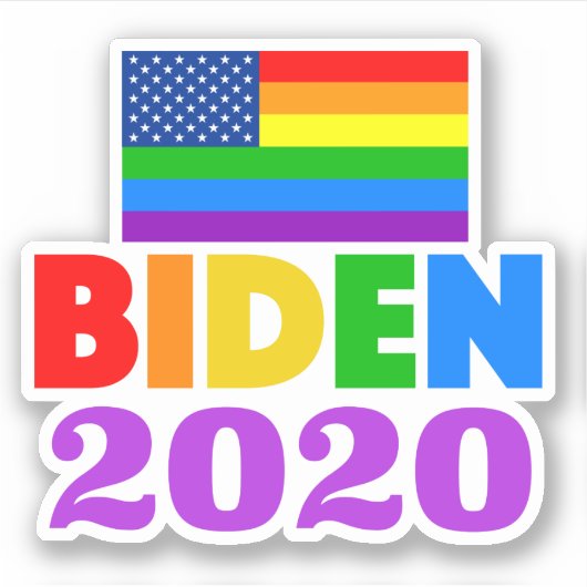 Biden 2020 Rainbow Gay Pride Sticker (Voorkant)