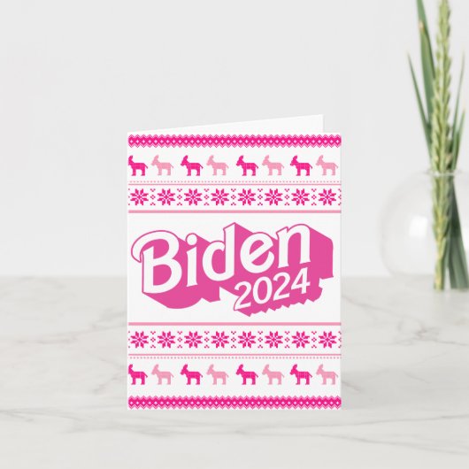 Biden 2024 Roze Kersttrui Kaart (Voorkant)