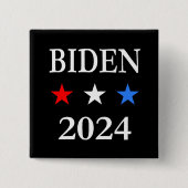 Biden 2024 US President Three Patriotic Stars Vierkante Button 5,1 Cm (Voorkant)
