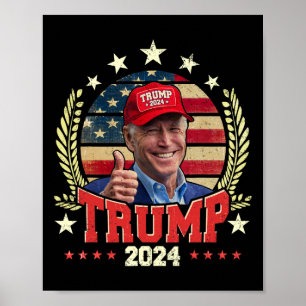 Biden draagt Trump rood Pet Shirt Funny Trump 2024 Poster