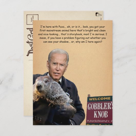 Biden  Groundhog Day Briefkaart (Voorkant / Achterkant)