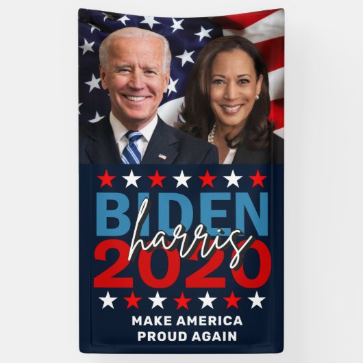 Biden Harris 2020 Campaign Patriottic Photo Spandoek (Verticaal)