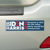Biden/Harris 2020 Election Trump is unamerican Bumpersticker (Op auto)