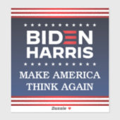 Biden Harris 2020 Laat Amerika weer denken Bumper Sticker (Vel)