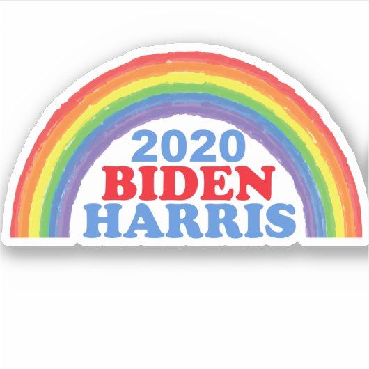 Biden Harris 2020 Regenboog Sticker (Voorkant)