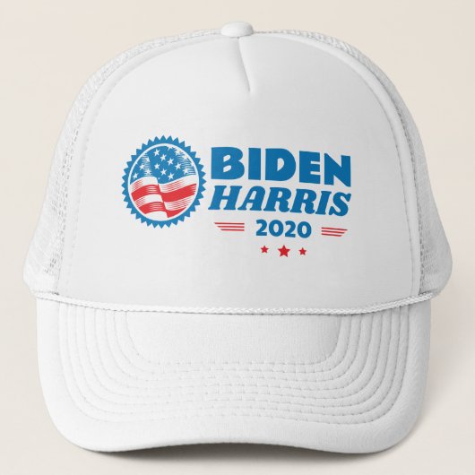 Biden Harris 2020 Vlagzegel wit Trucker Pet (Voorkant)