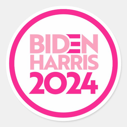 Biden Harris 2024 in Roze Ronde Sticker (Voorkant)