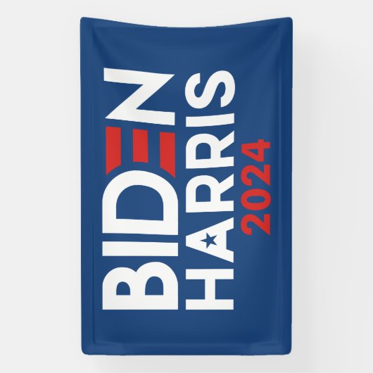Biden Harris 2024 ster - rood wit blauw Spandoek (Verticaal)