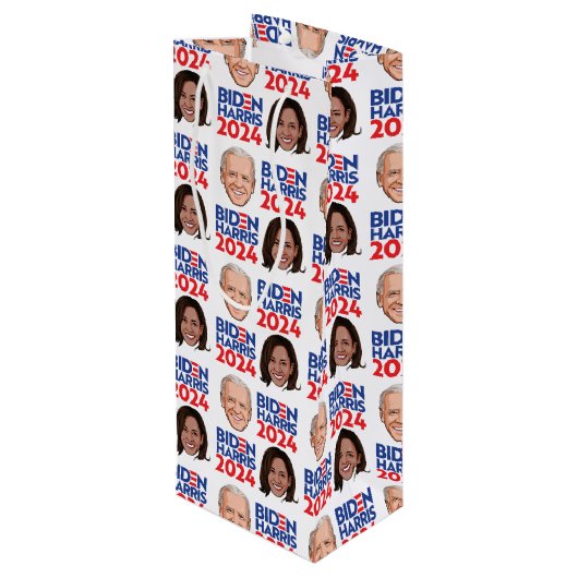 Biden Harris 2024 Verjaardag Wijn Cadeautas (Achterkant Gekanteld)