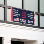 Biden Harris 2024: Waarheid Eenheid Wetenschap Hoo Spandoek (Buitenkant Gebouw)