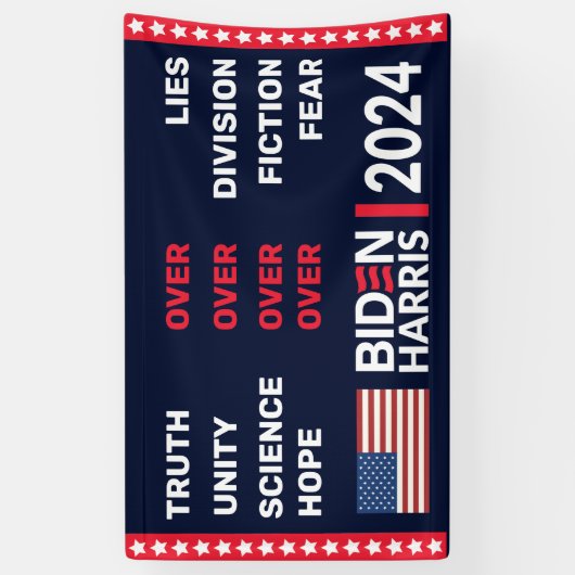 Biden Harris 2024: Waarheid Eenheid Wetenschap Hoo Spandoek (Verticaal)