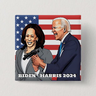 Biden - Harris   Amerikaanse presidentsverkiezinge Vierkante Button 5,1 Cm